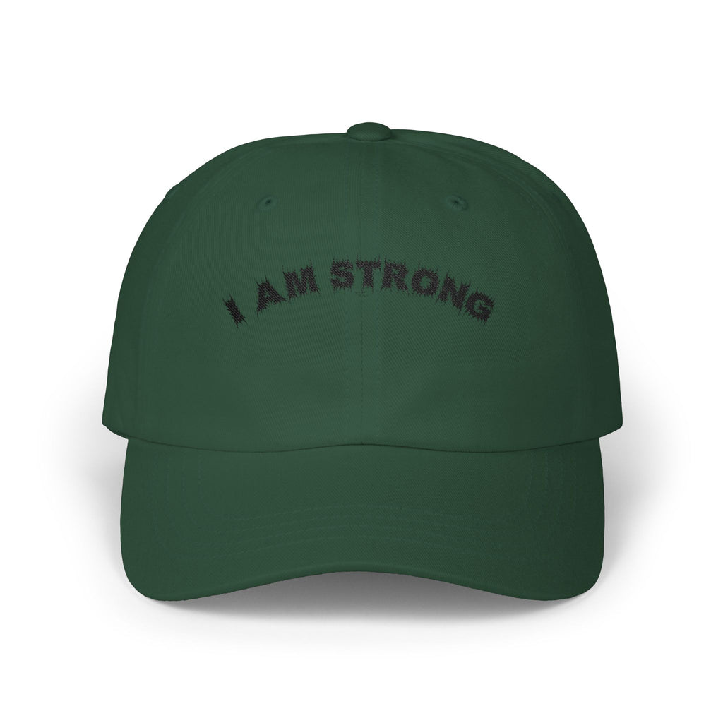 Bildsa I Am Strong Black Text Dad Hat