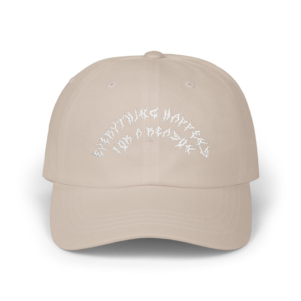 Lundr Everything Happens White Text Dad Hat