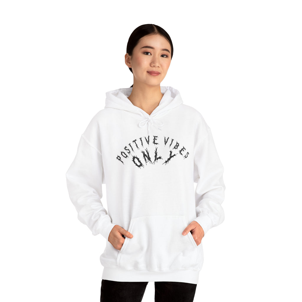 Hvita Positive Vibes Black Text Hoodie