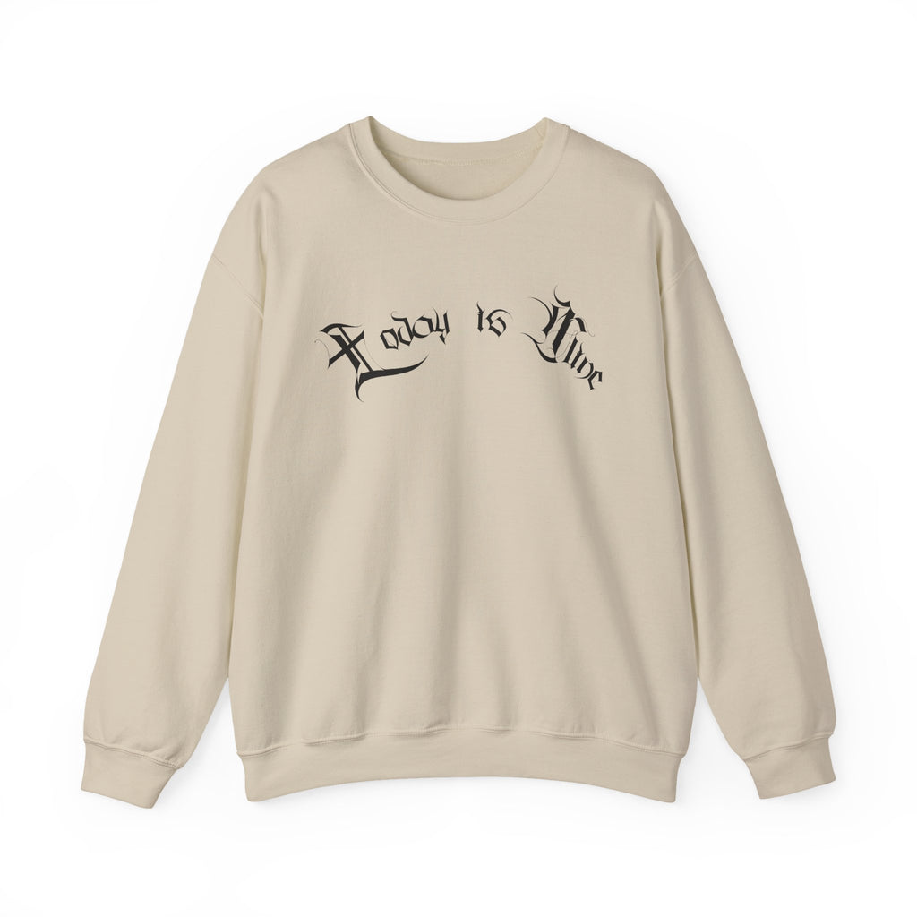 Ellioaey Today Is Mine Black Text Crewneck