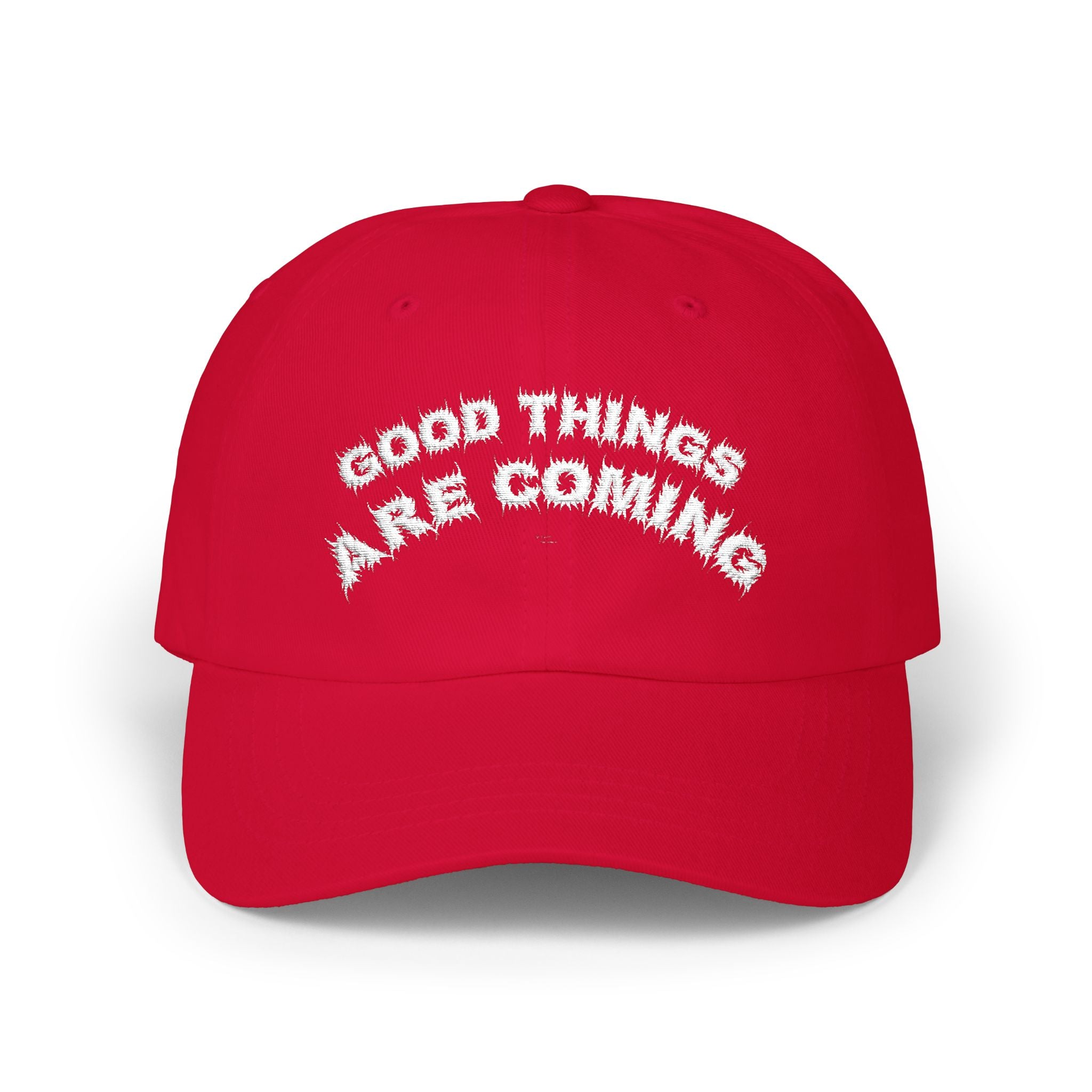 Bildsa Good Things Are Coming White Text Dad Hat