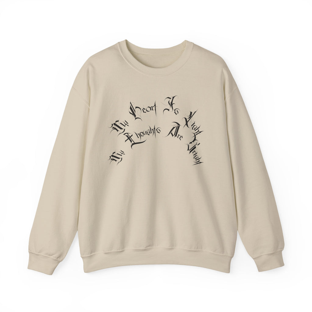 Ellioaey My Heart Is Light Black Text Crewneck