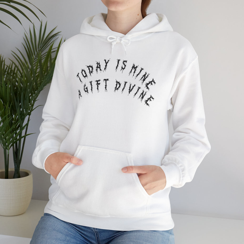 Hvita A Gift Divine Black Text Hoodie