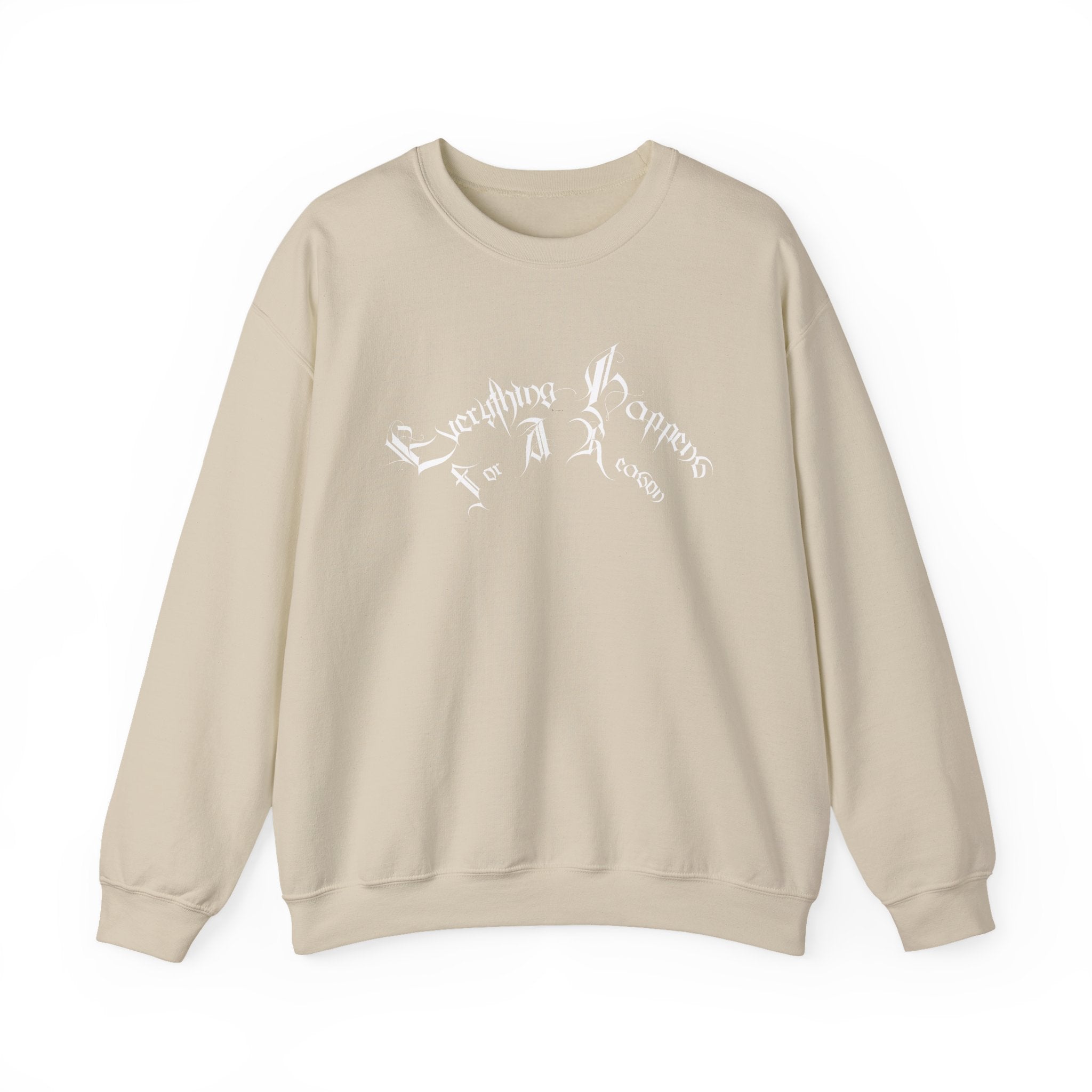 Ellioaey Everything Happens White Text Crewneck