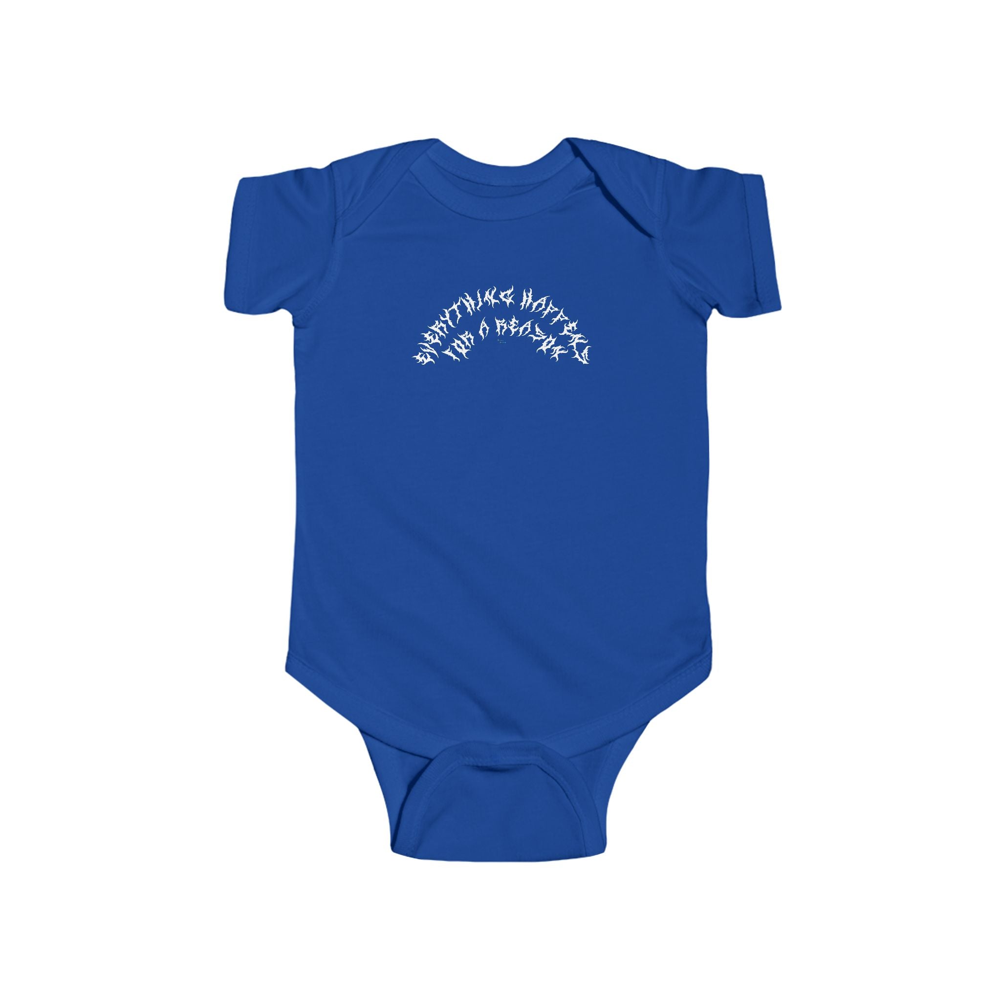 Lundr Everything Happens White Text Baby Onesie