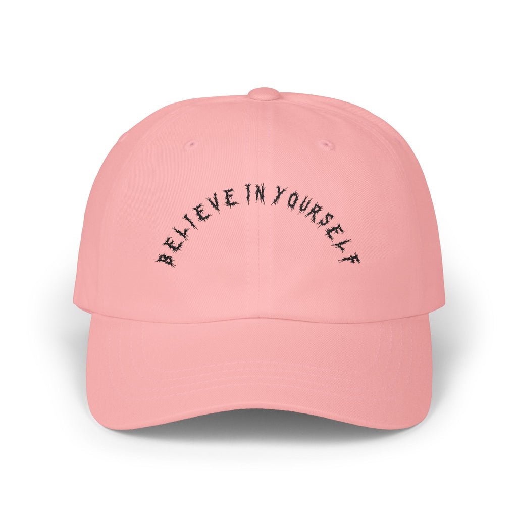 Hvita Believe In Yourself Black Text Dad Hat