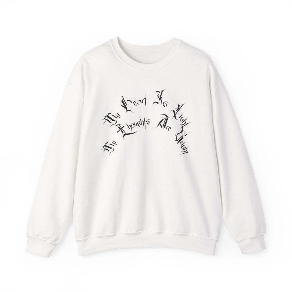 Ellioaey My Heart Is Light Black Text Crewneck
