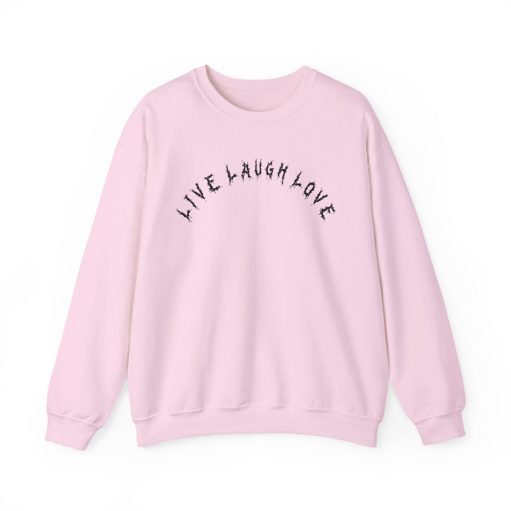 Hvita Live Laugh Love Black Text Crewneck