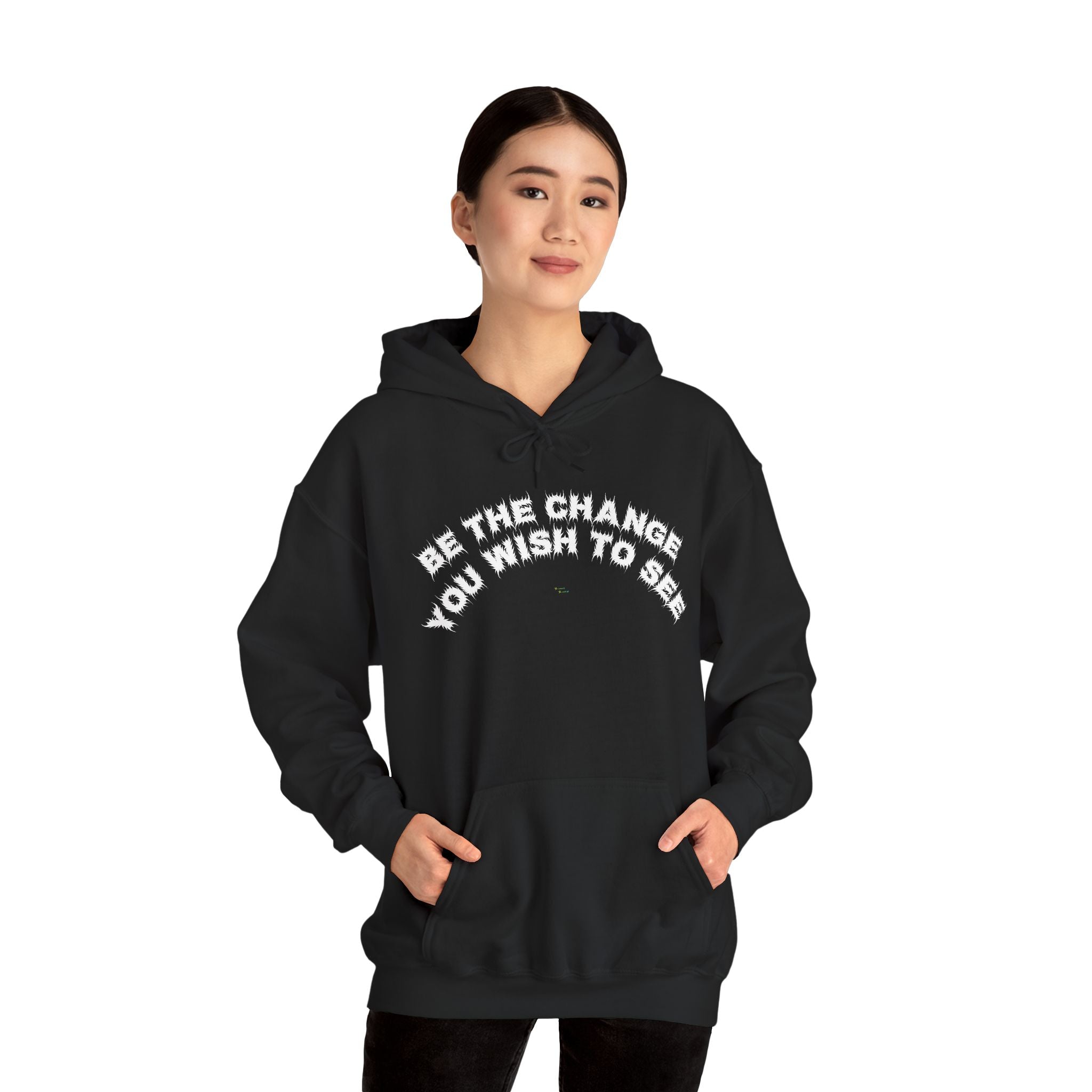 Bildsa Be The Change White Text Hoodie