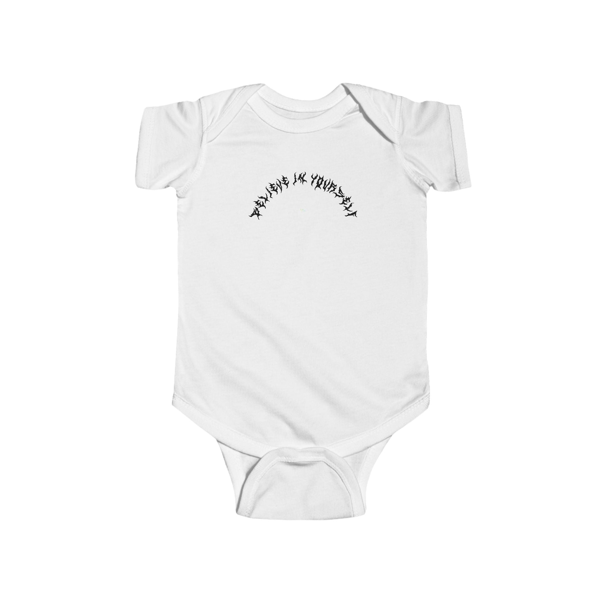 Lundr Believe In Yourself Black Text Baby Onesie
