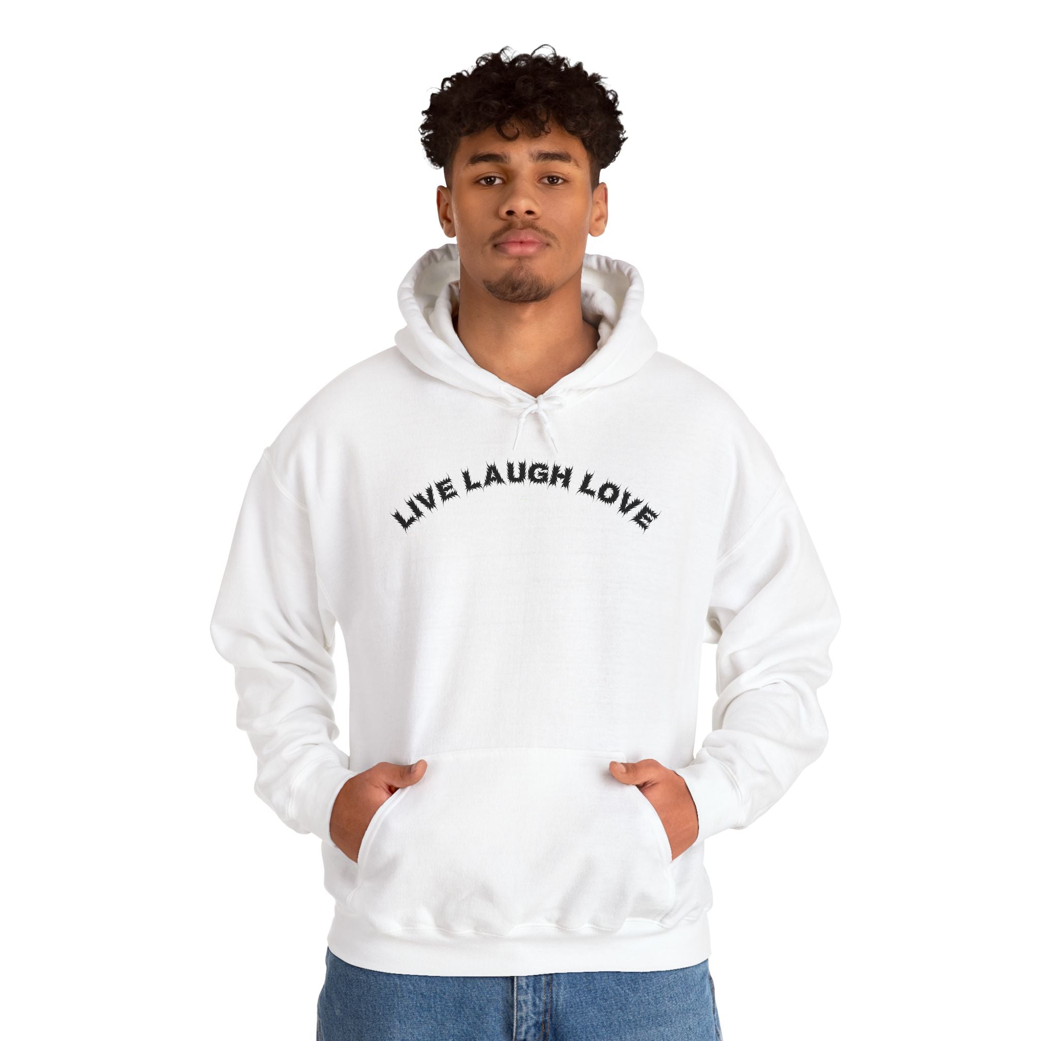Bildsa Live Laugh Love Black Text Hoodie