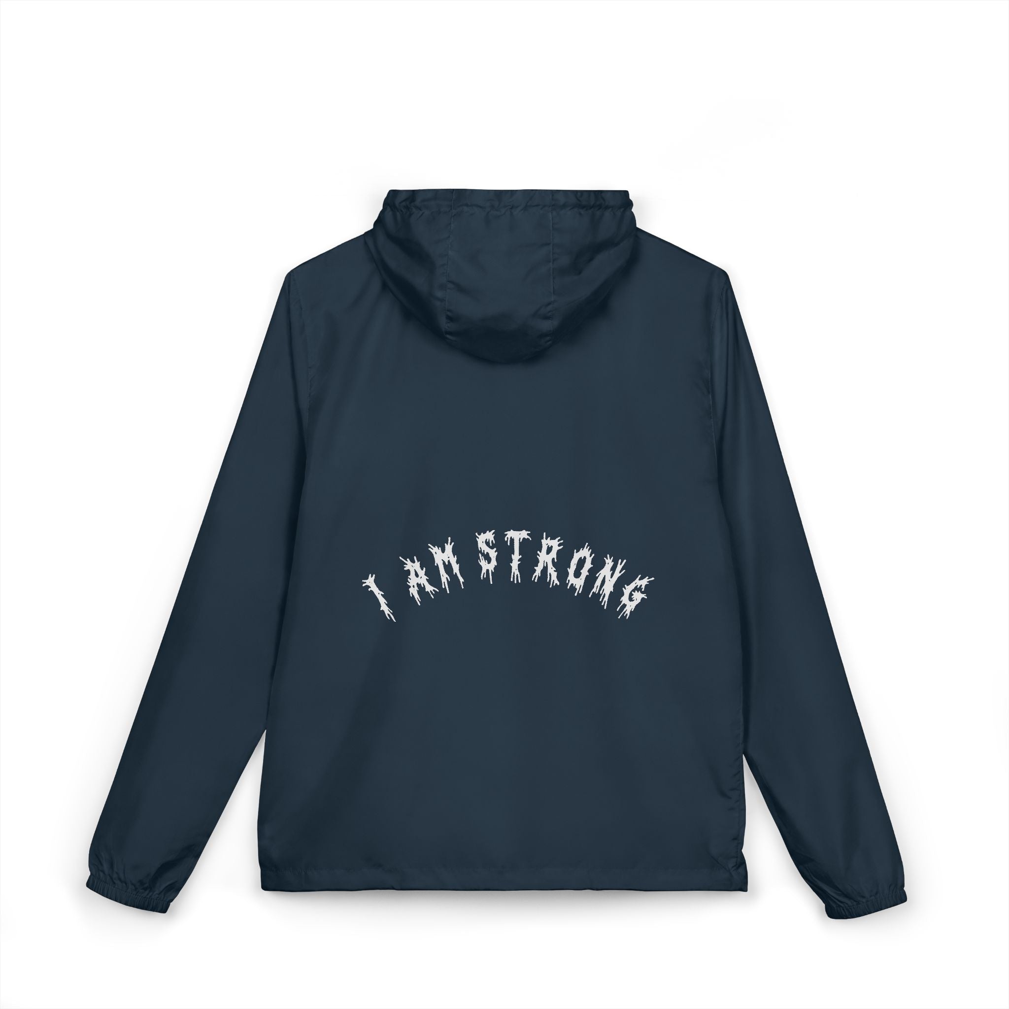 Hvita I Am Strong White Text Windbreaker