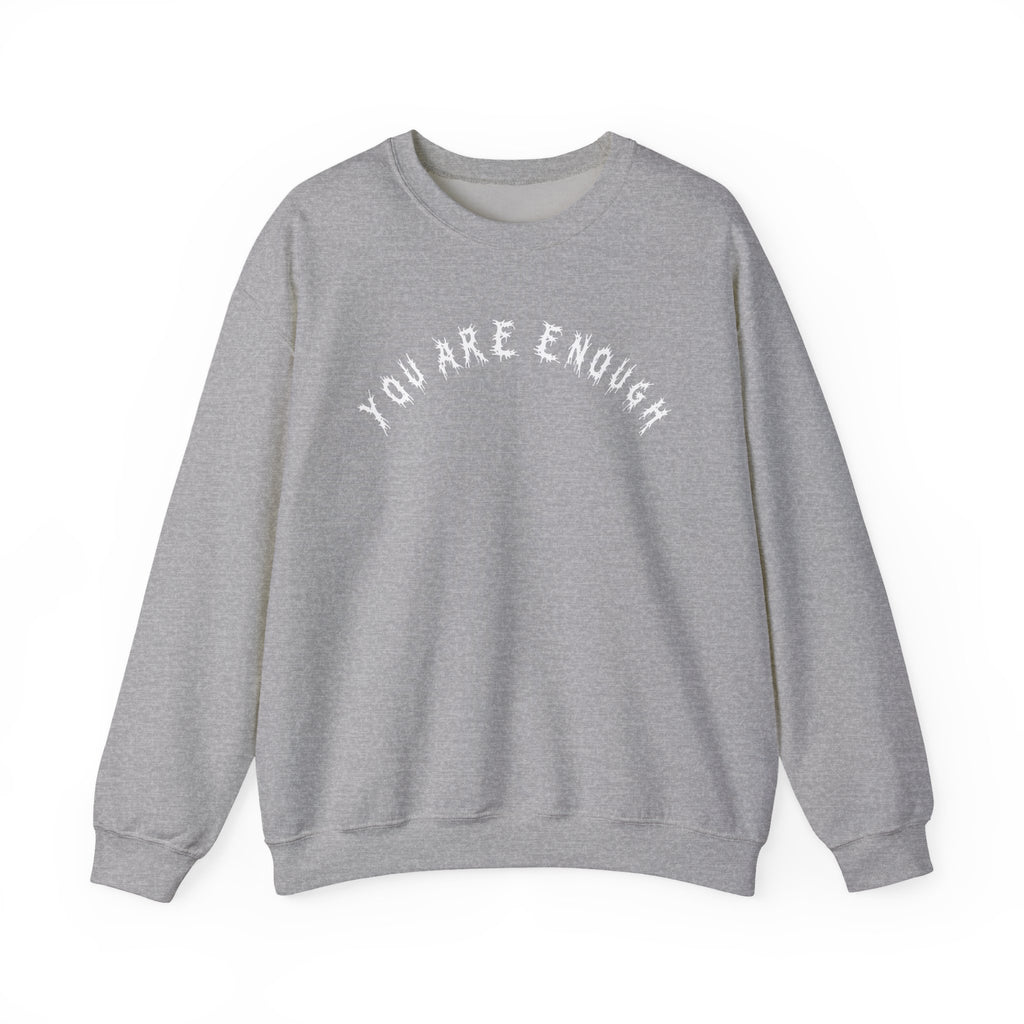 Hvita You Are Enough White Text Crewneck