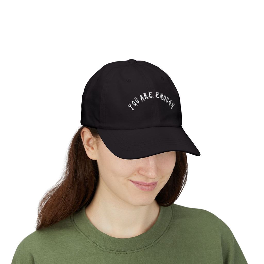Hvita You Are Enough White Text Dad Hat