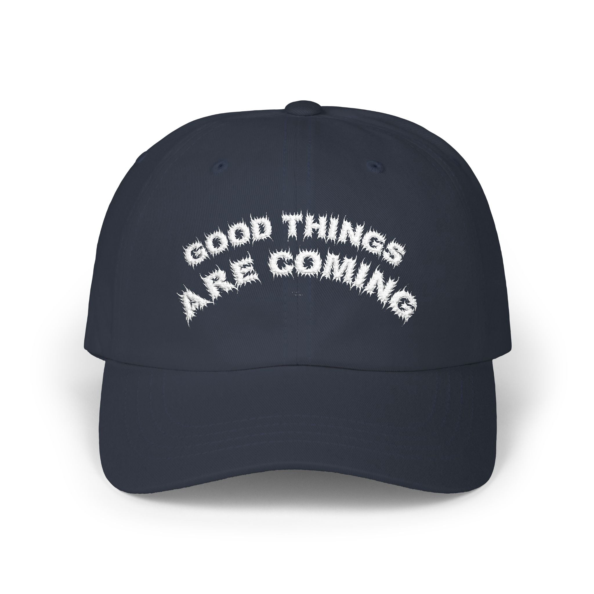 Bildsa Good Things Are Coming White Text Dad Hat
