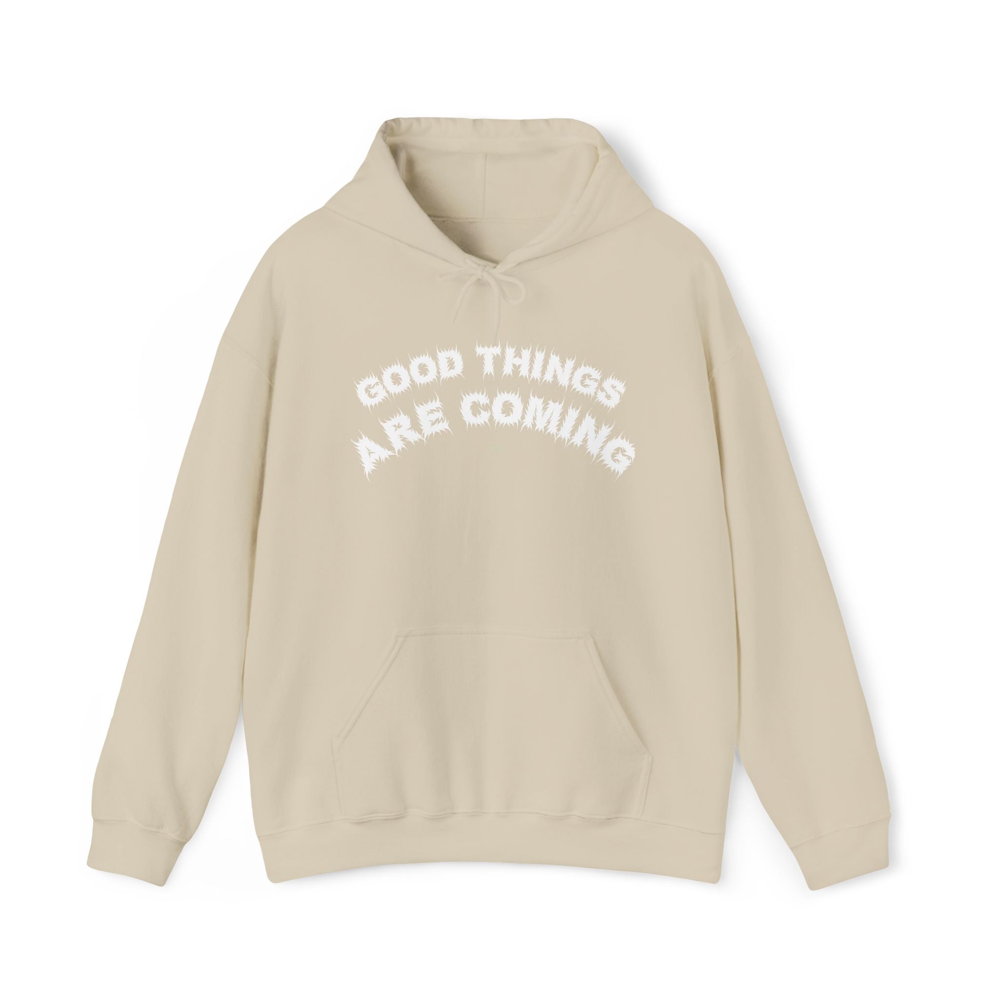 Bildsa Good Things Are Coming White Text Hoodie