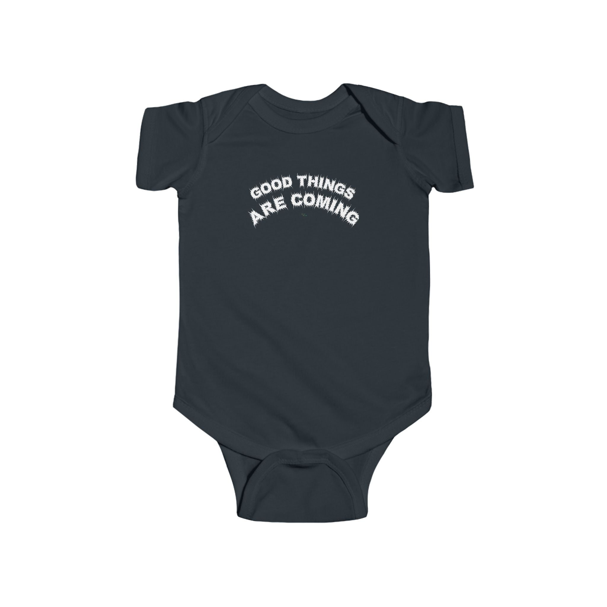 Bildsa Good Things Are Coming White Text Baby Onesie