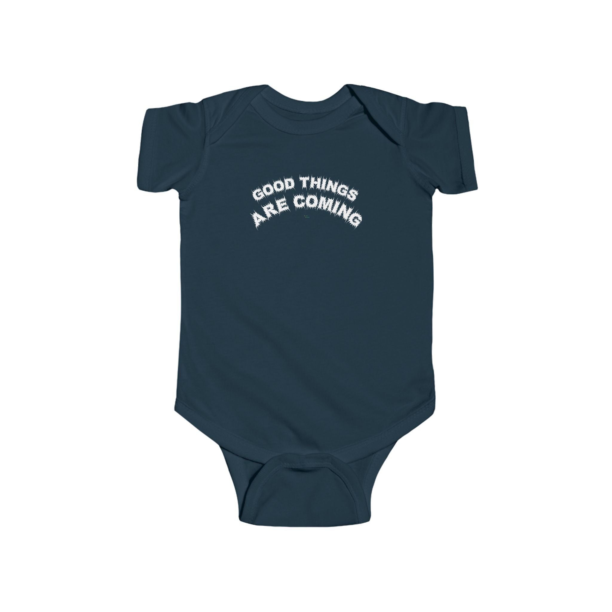 Bildsa Good Things Are Coming White Text Baby Onesie