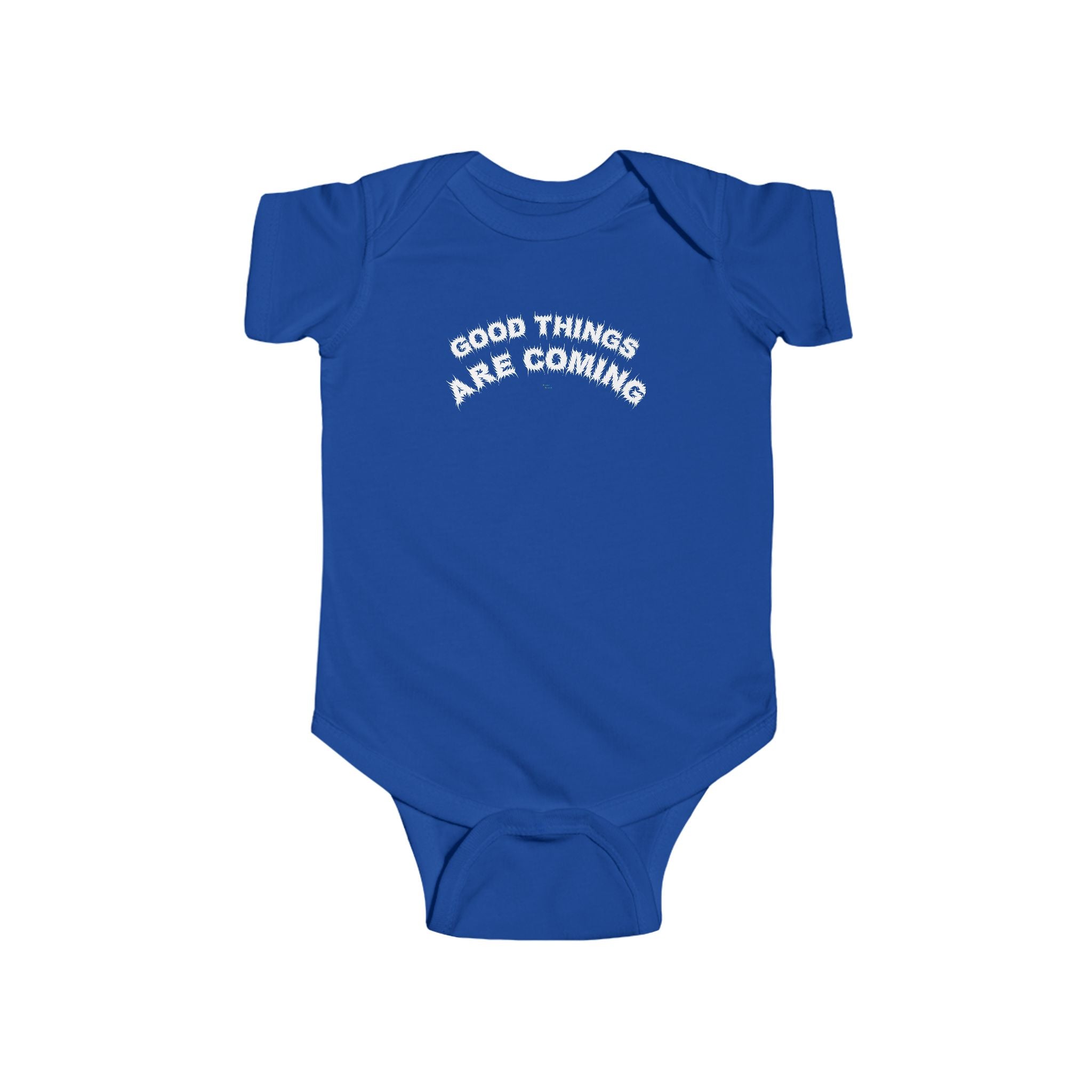 Bildsa Good Things Are Coming White Text Baby Onesie