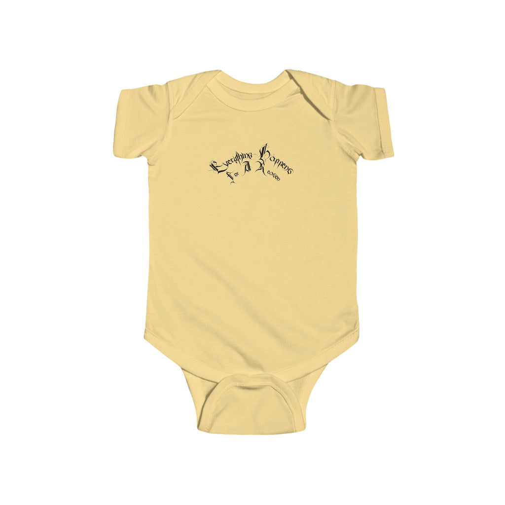 Ellioaey Everything Happens Black Text Baby Onesie