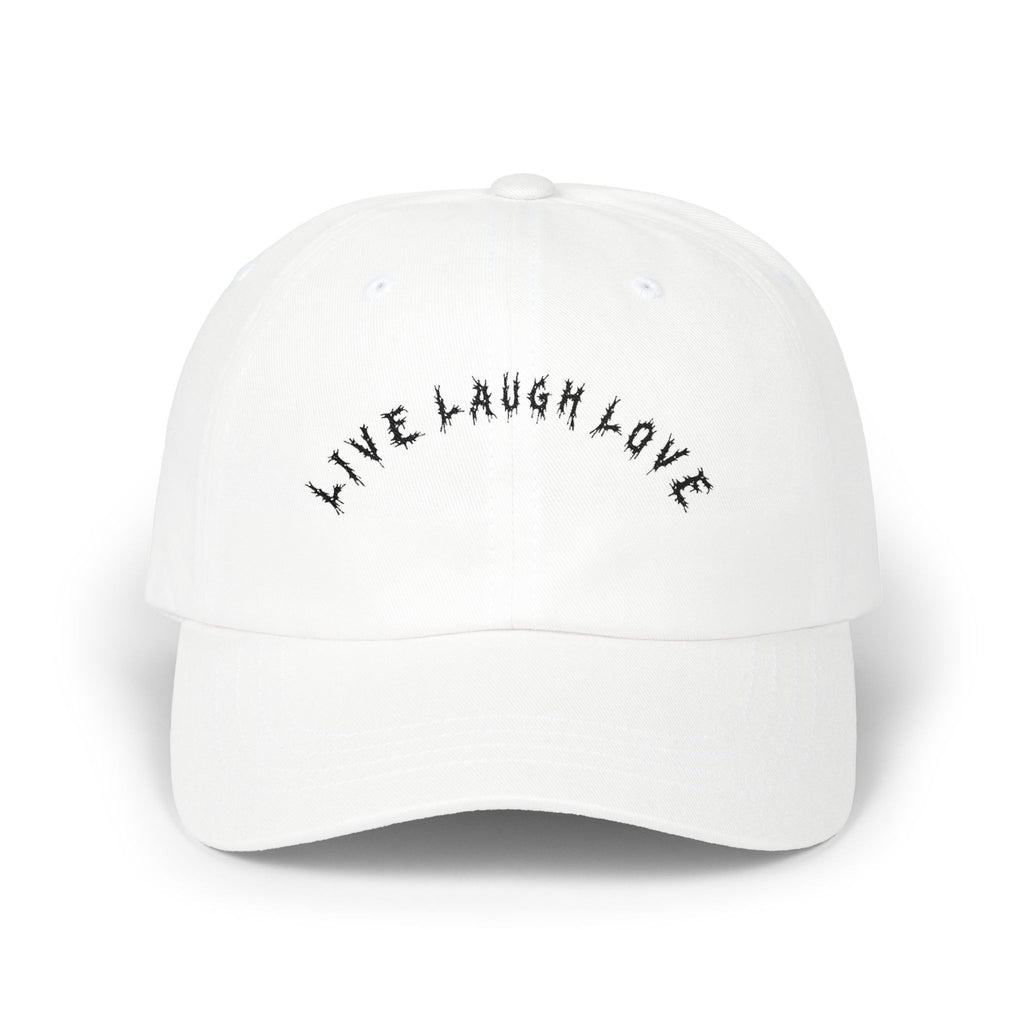 Hvita Live Laugh Love Black Text Dad Hat