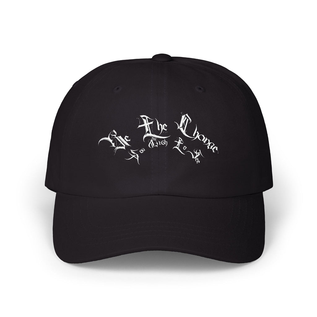 Ellioaey Be The Change White Text Dad Hat
