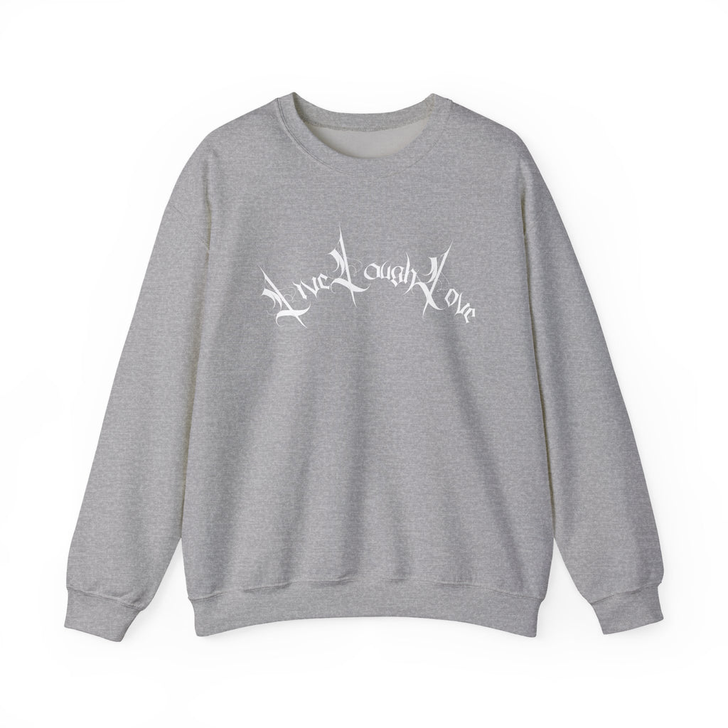 Ellioaey Live Laugh Love White Text Crewneck