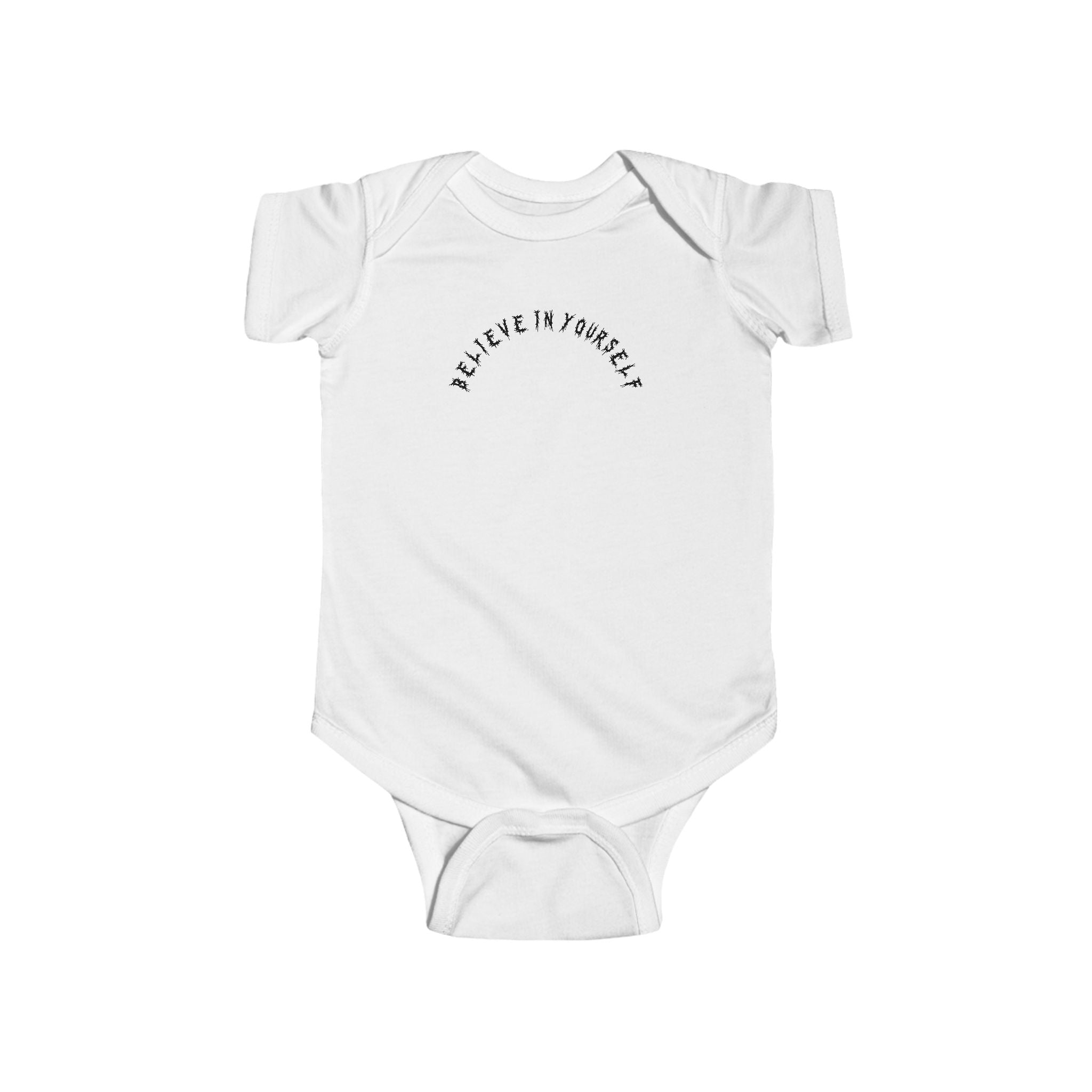 Hvita Believe In Yourself Black Text Baby Onesie