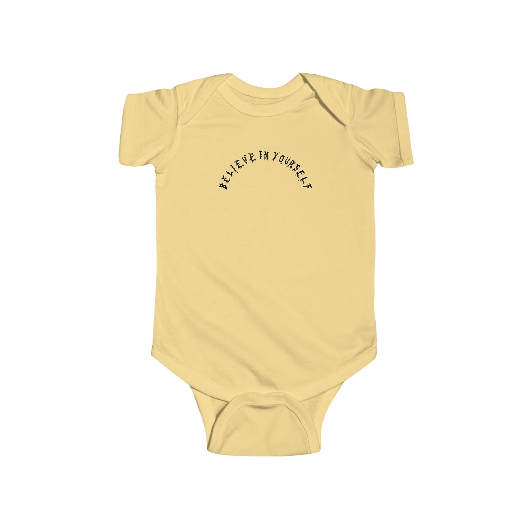 Hvita Believe In Yourself Black Text Baby Onesie