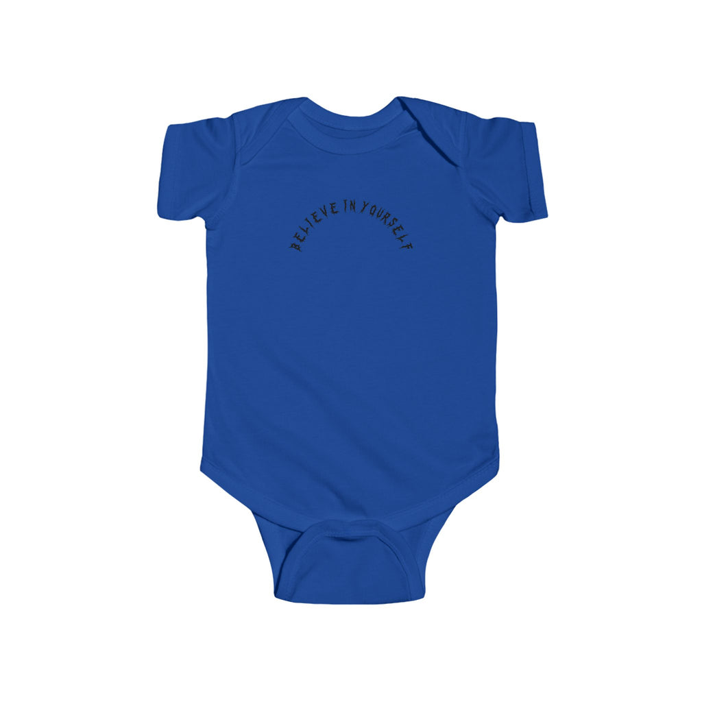 Hvita Believe In Yourself Black Text Baby Onesie
