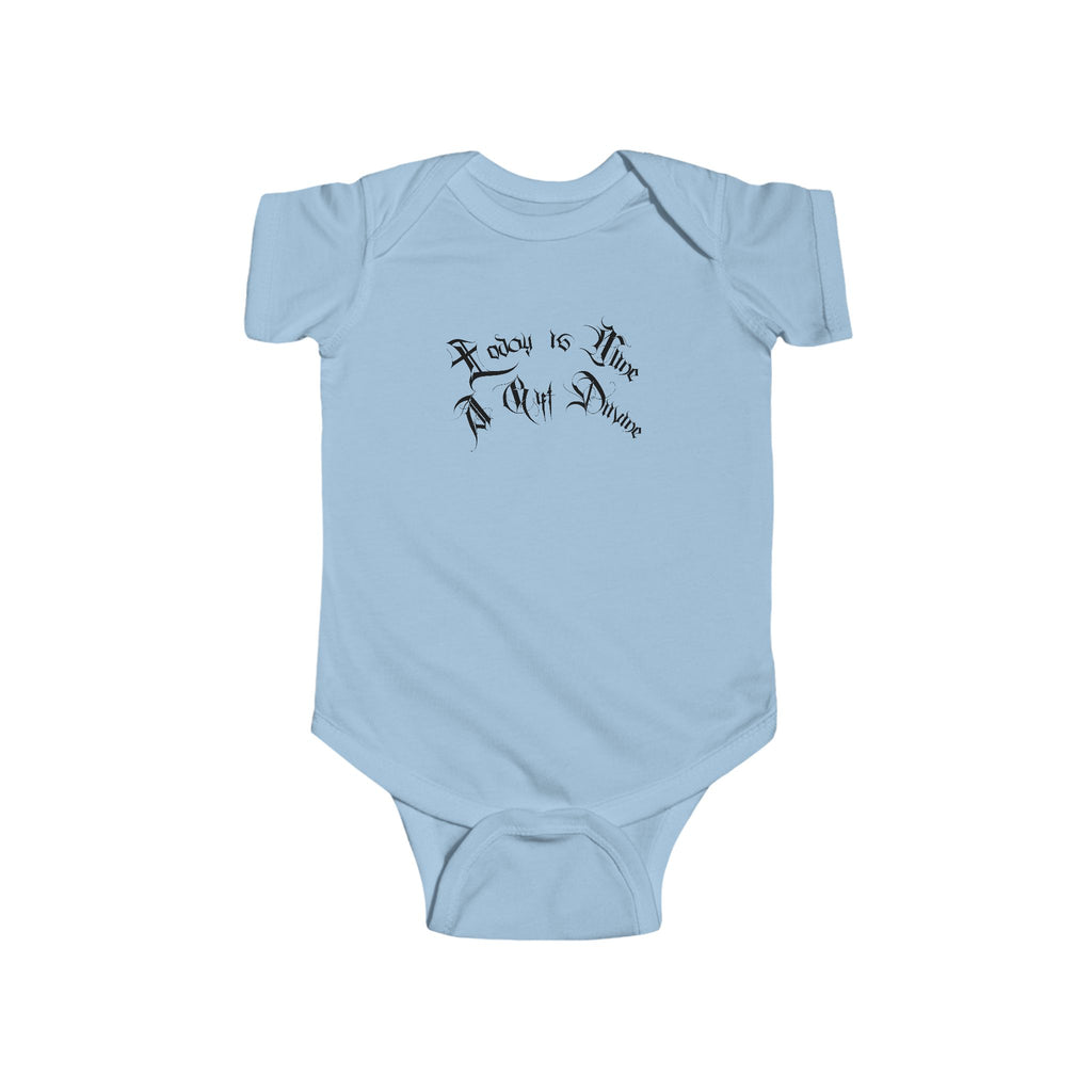 Ellioaey A Gift Divine Black Text Baby Onesie