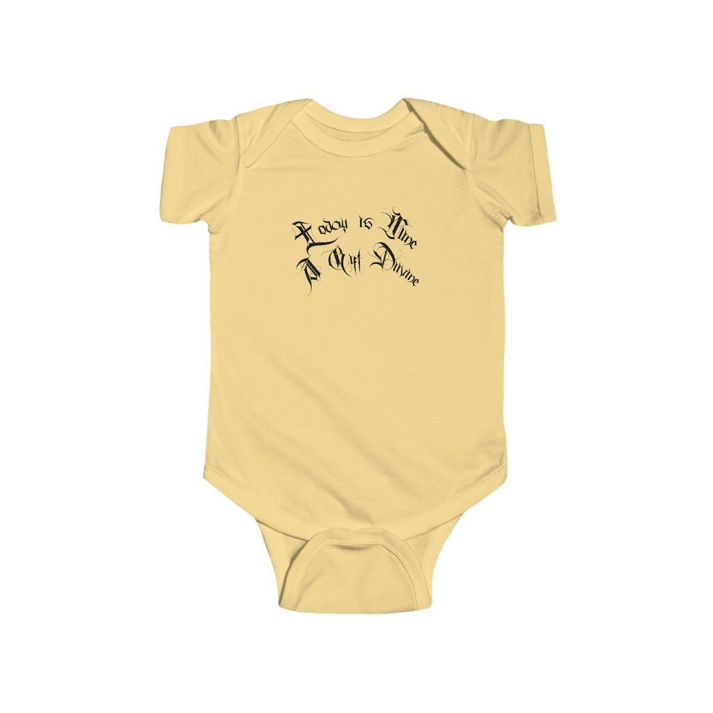 Ellioaey A Gift Divine Black Text Baby Onesie