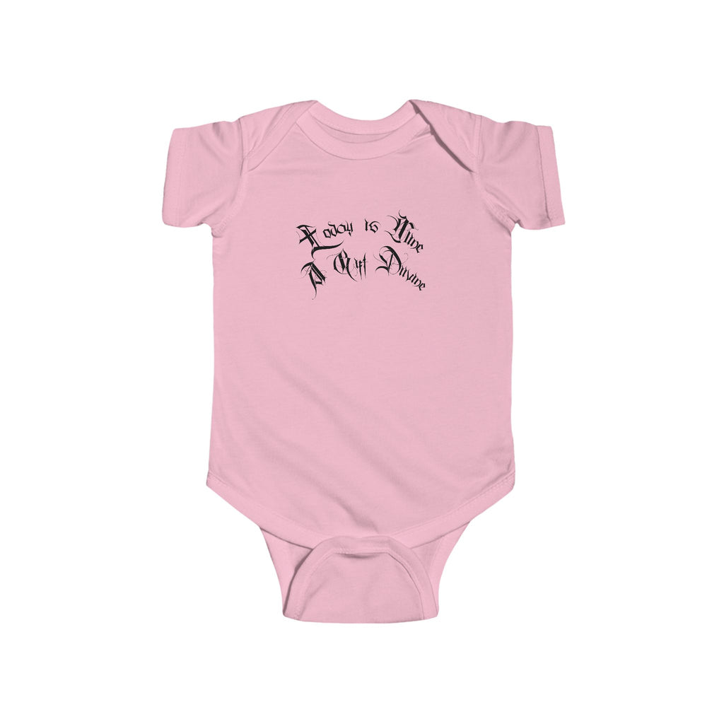 Ellioaey A Gift Divine Black Text Baby Onesie