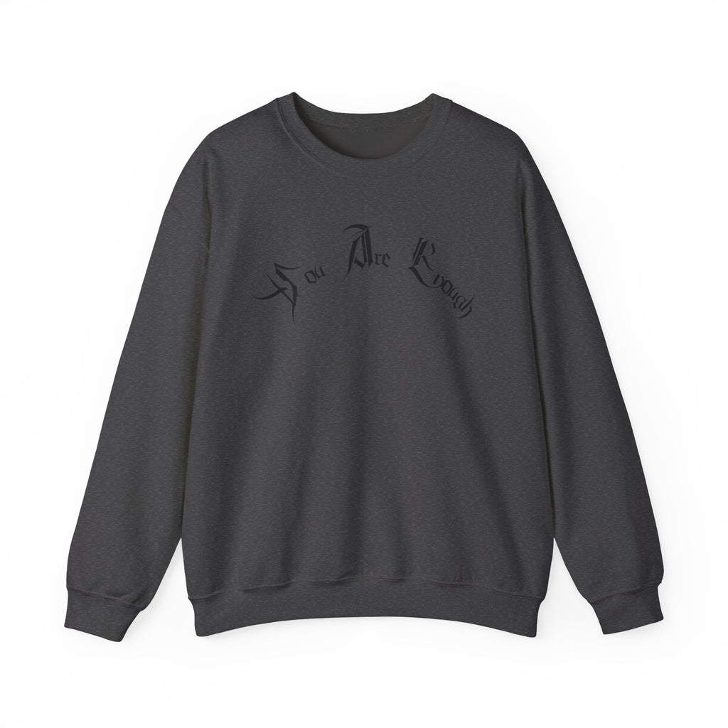 Ellioaey You Are Enough Black Text Crewneck