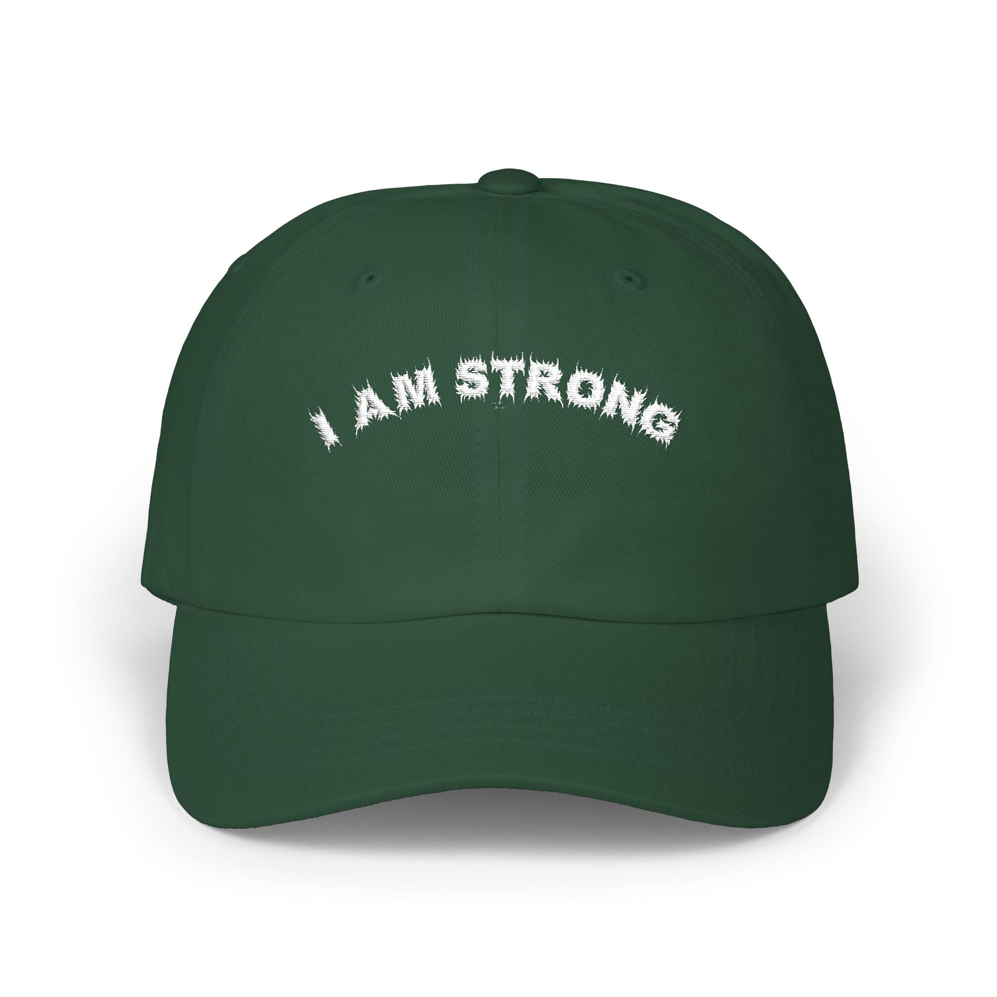 Bildsa I Am Strong White Text Dad Hat