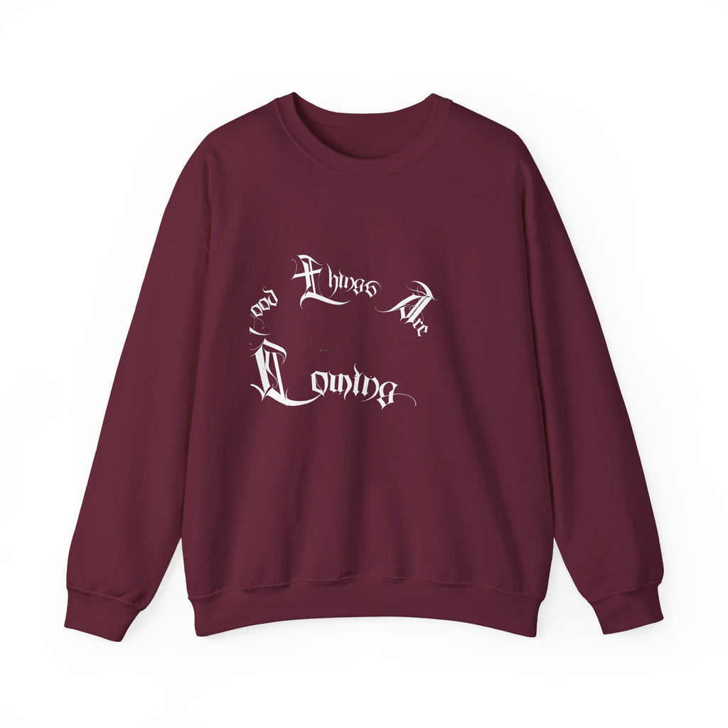 Ellioaey Good Things Are Coming White Text Crewneck