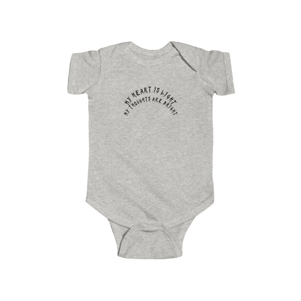 Hvita My Heart Is Light Black Text Baby Onesie