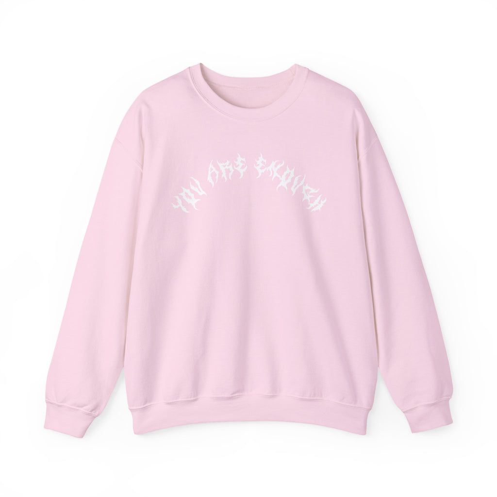 Lundr You Are Enough White Text Crewneck