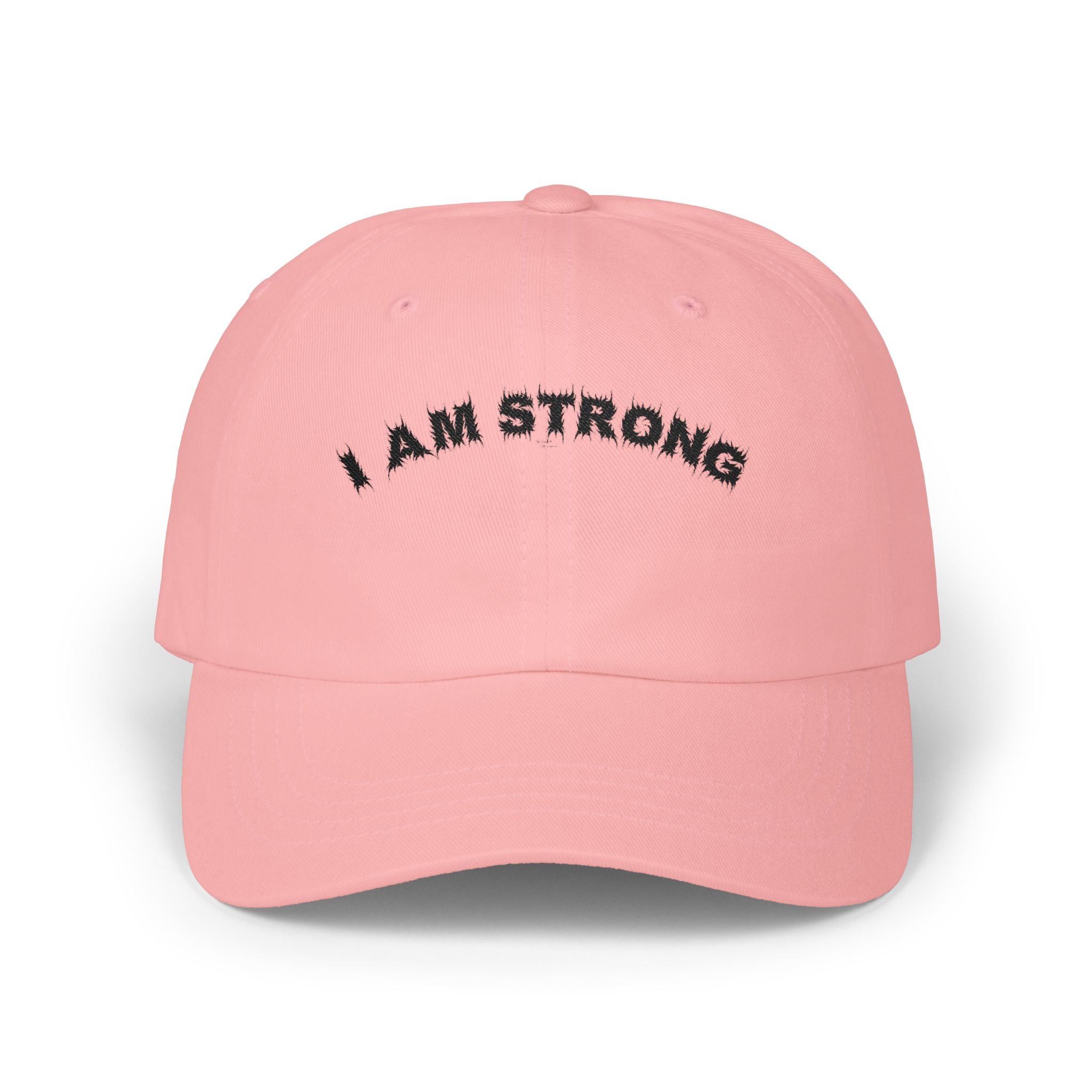 Bildsa I Am Strong Black Text Dad Hat