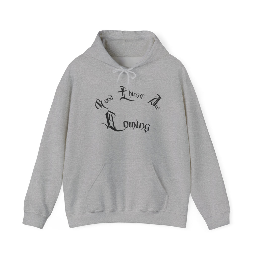 Ellioaey Good Things Are Coming Black Text Hoodie