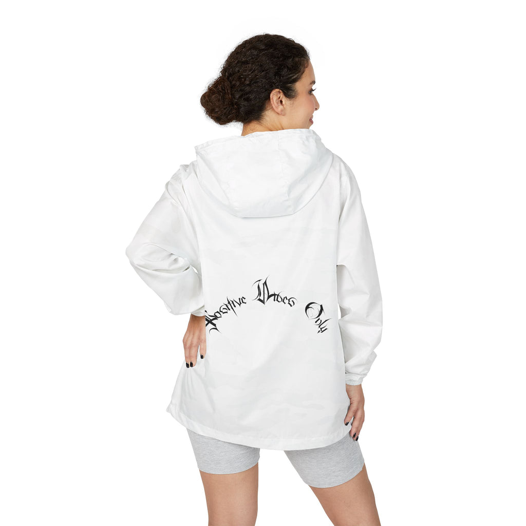 Ellioaey Positive Vibes Black Text Windbreaker