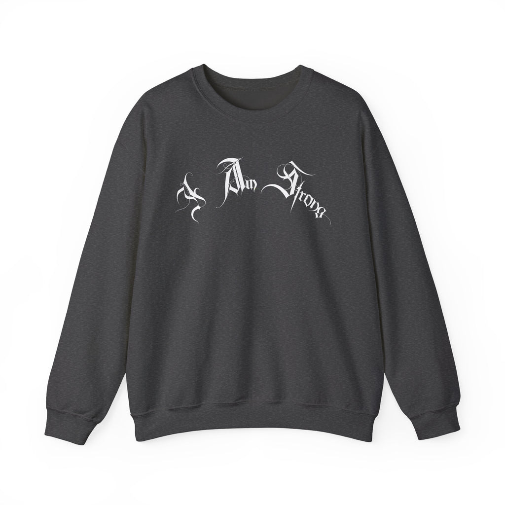 Ellioaey I Am Strong White Text Crewneck