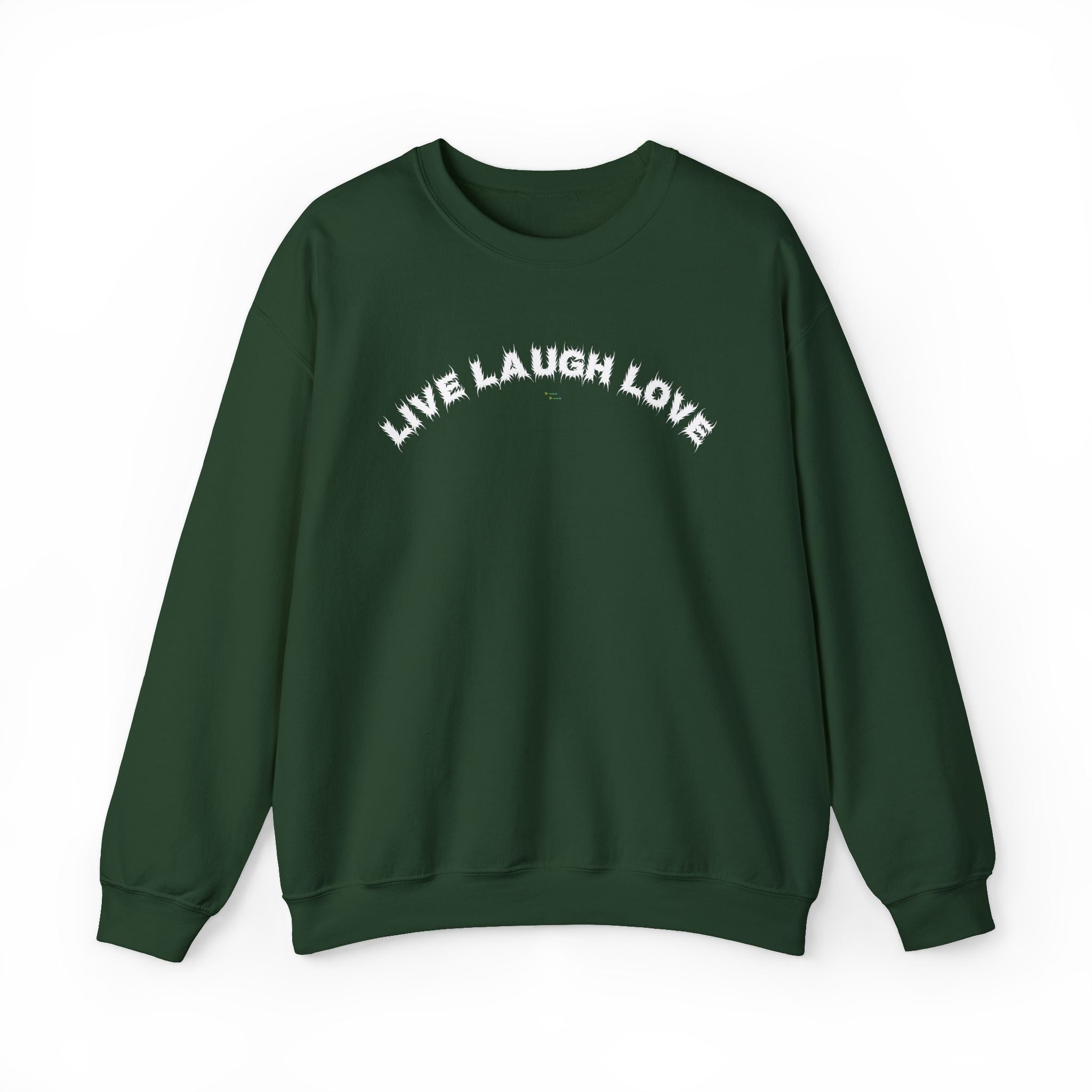 Bildsa Live Laugh Love White Text Crewneck