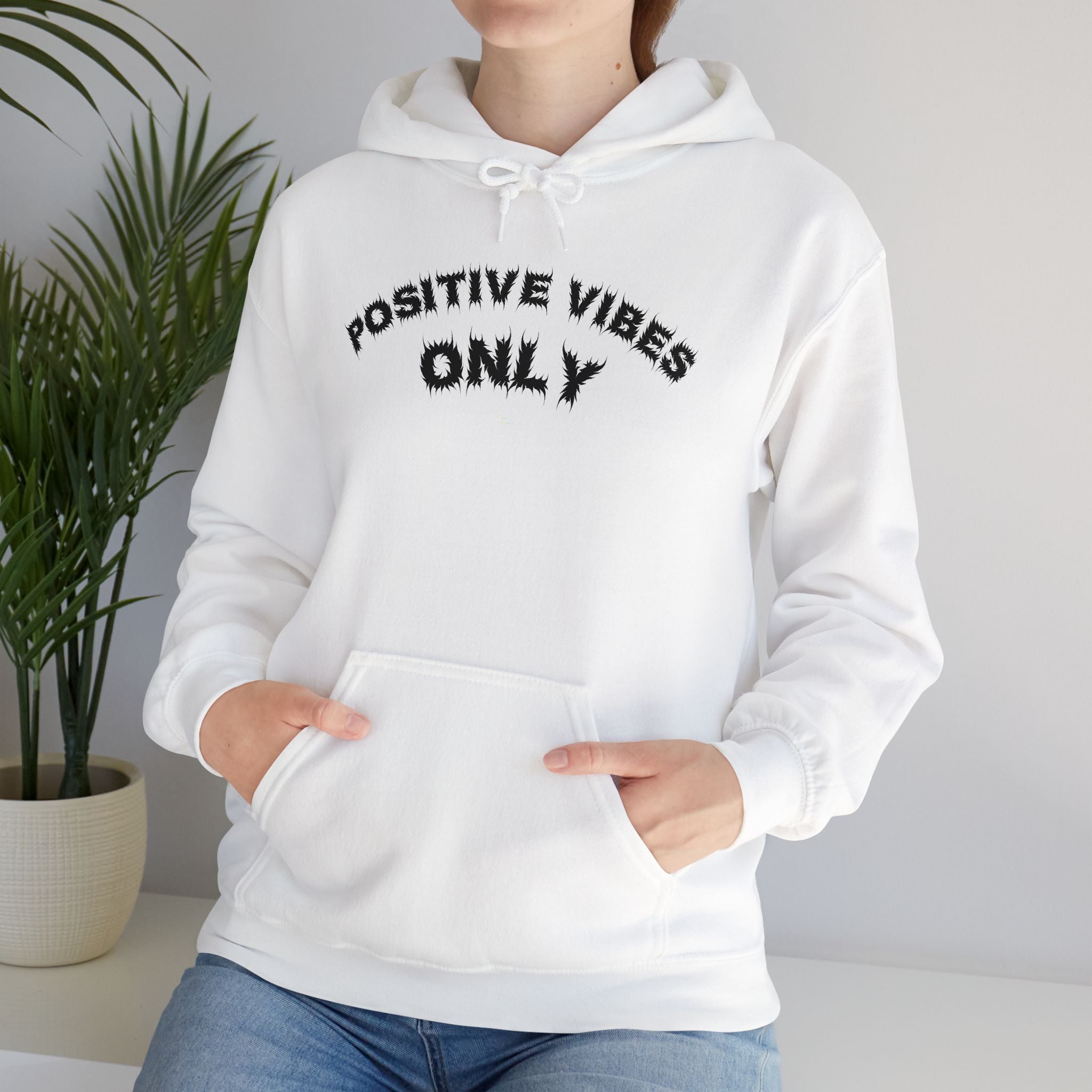Bildsa Positive Vibes Black Text Hoodie