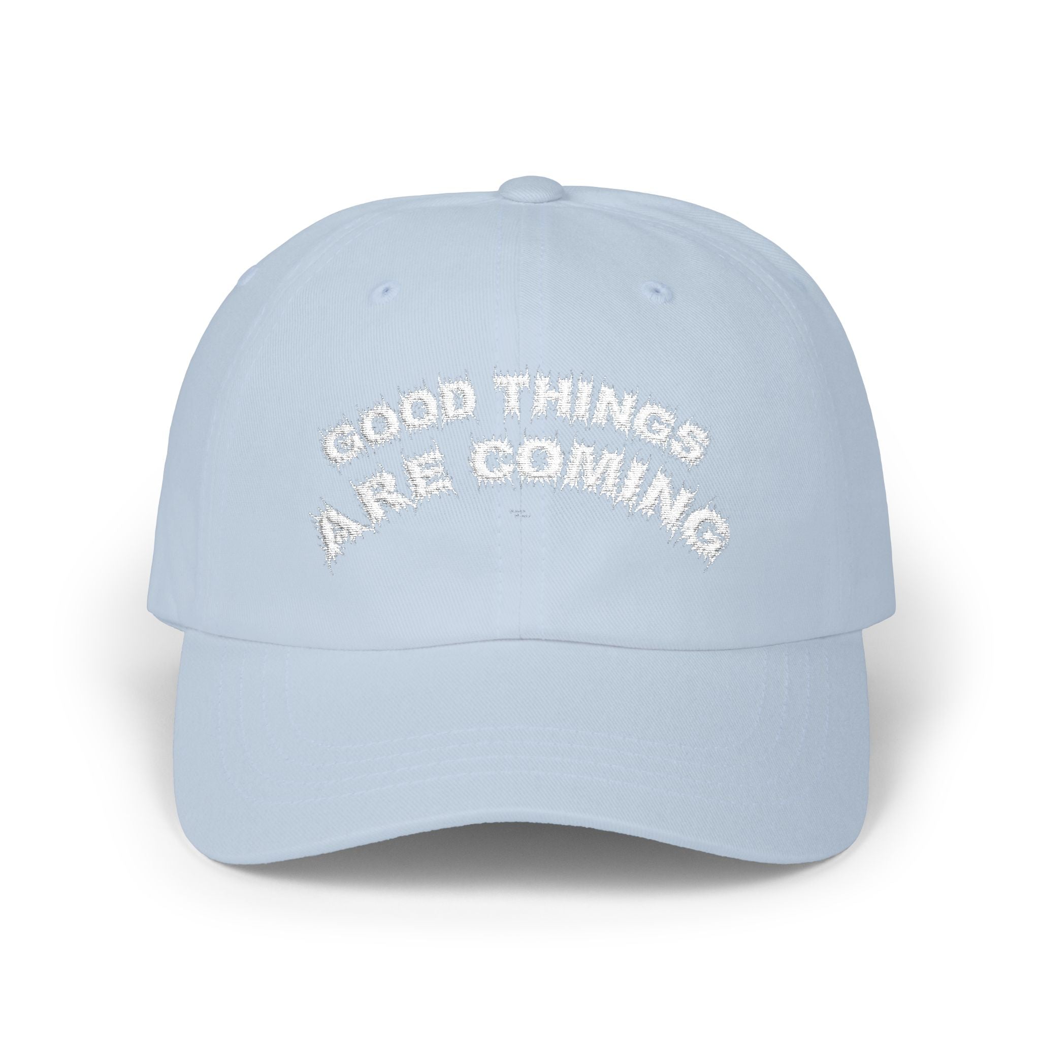 Bildsa Good Things Are Coming White Text Dad Hat