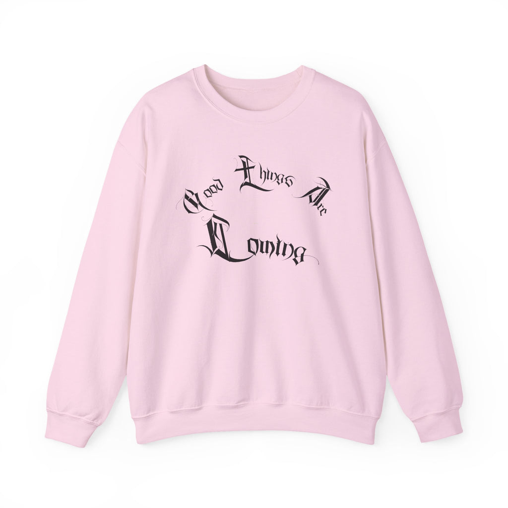 Ellioaey Good Things Are Coming Black Text Crewneck