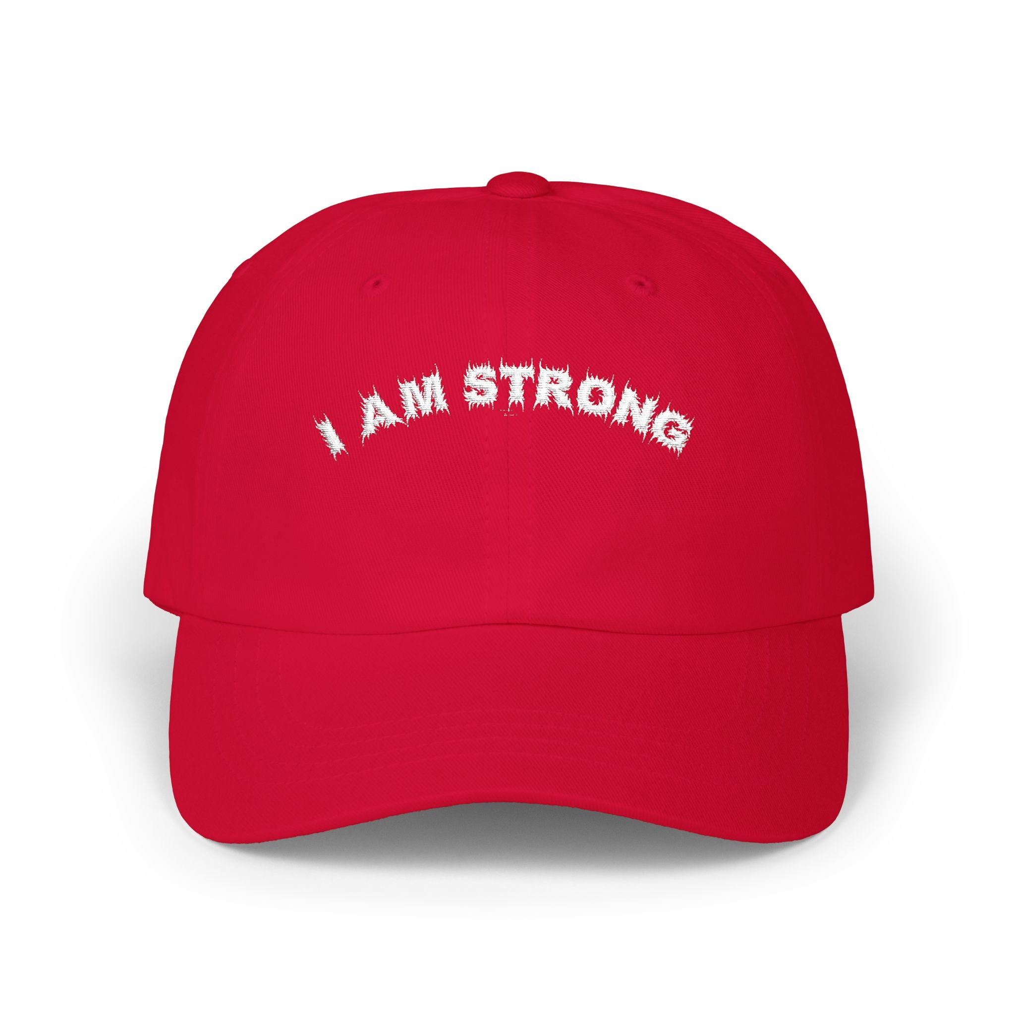 Bildsa I Am Strong White Text Dad Hat