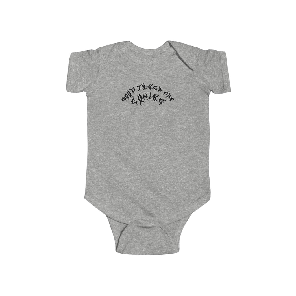 Lundr Good Things Are Coming Black Text Baby Onesie