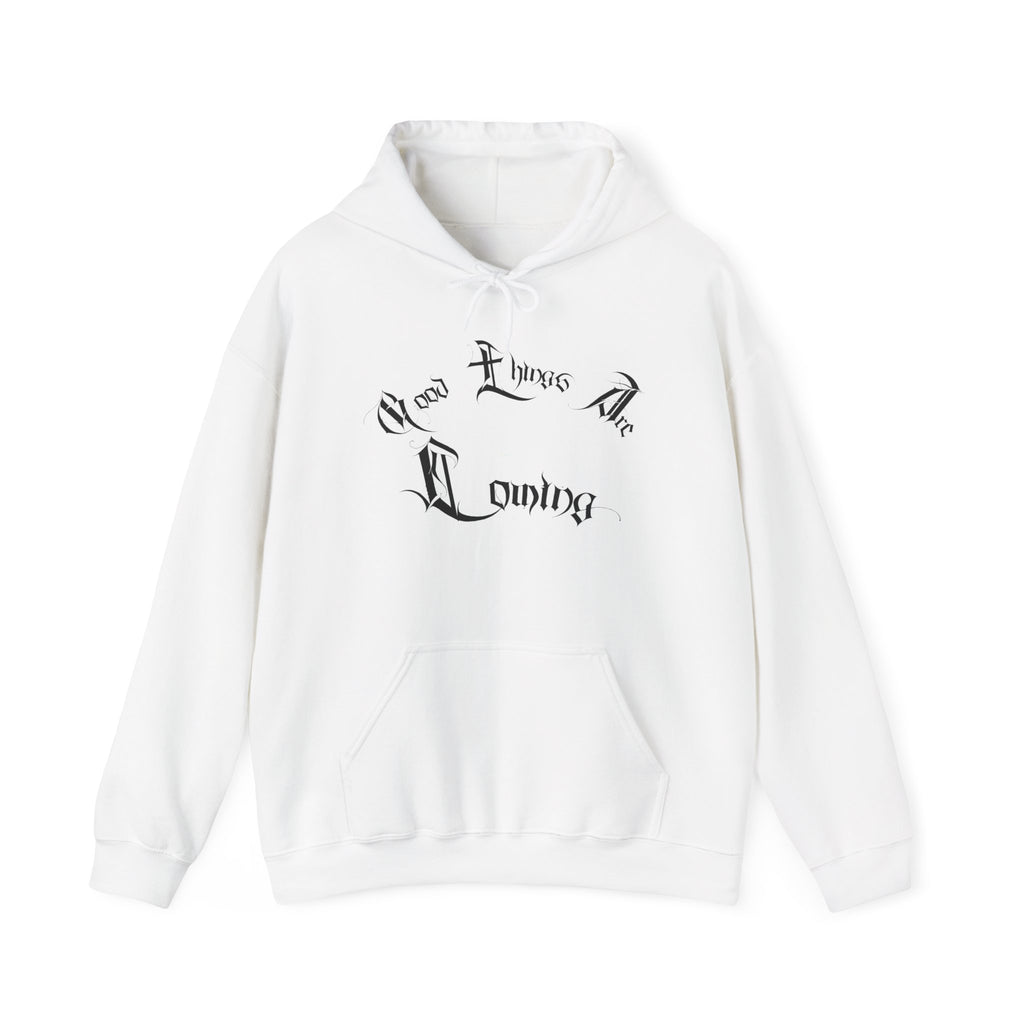 Ellioaey Good Things Are Coming Black Text Hoodie