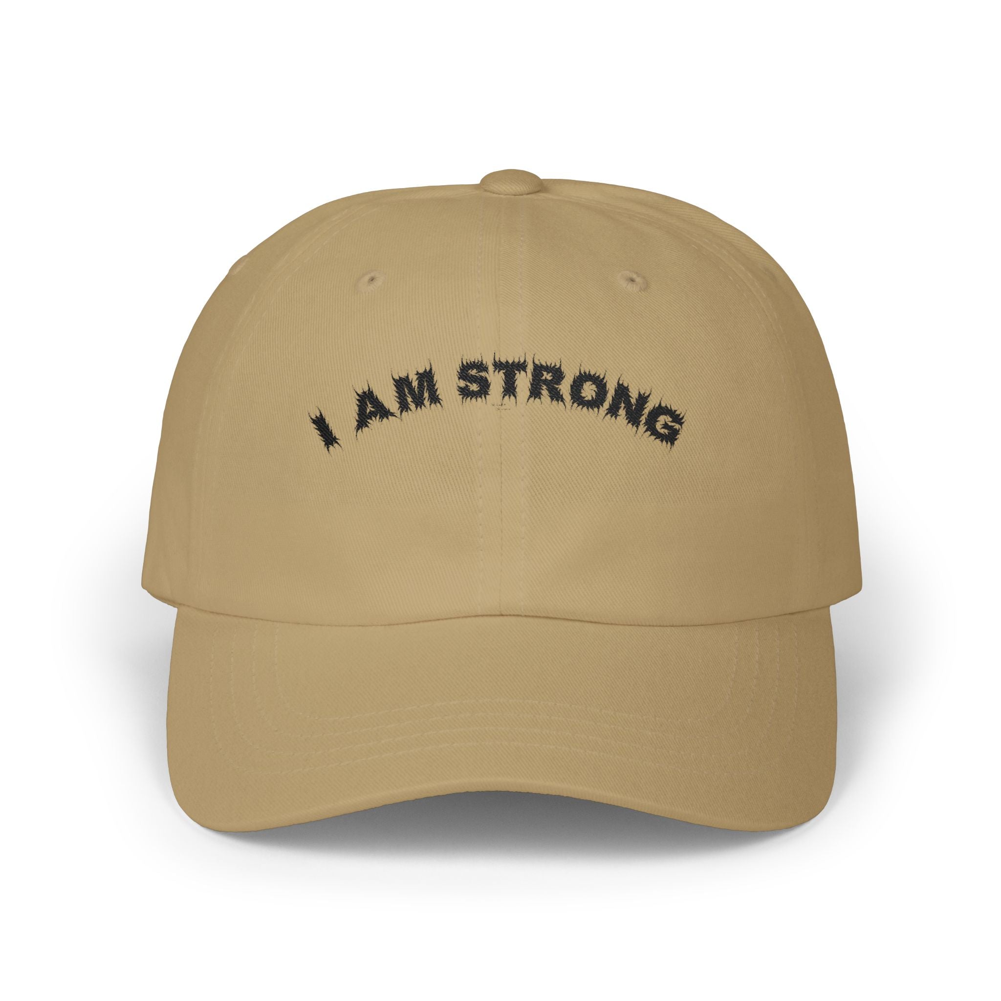 Bildsa I Am Strong Black Text Dad Hat